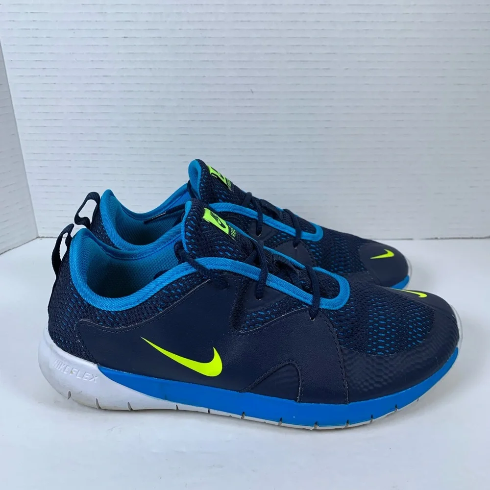 Nike Unisex Kids Flex Contact 3 Running Shoes Blue AR4151-403 Lace Up 7Y (S168)